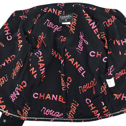Chanel 1996 Single Breasted Collarless Jacket Black #40