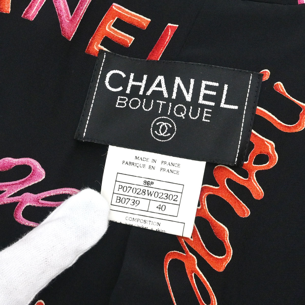 Chanel 1996 Single Breasted Collarless Jacket Black #40