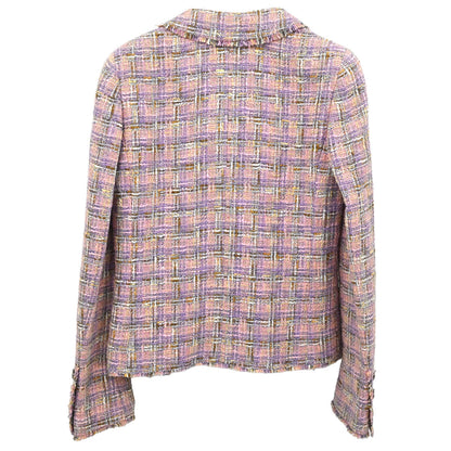 Chanel 2005 Single Breasted Tweed Jacket Pink #38
