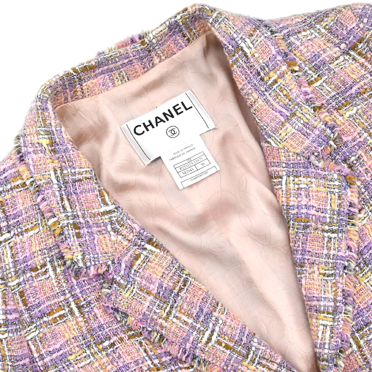 Chanel 2005 Single Breasted Tweed Jacket Pink #38