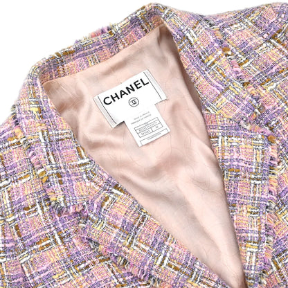 Chanel 2005 Single Breasted Tweed Jacket Pink #38