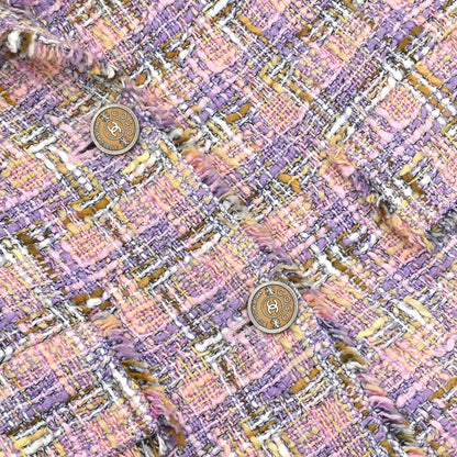 Chanel 2005 Single Breasted Tweed Jacket Pink #38