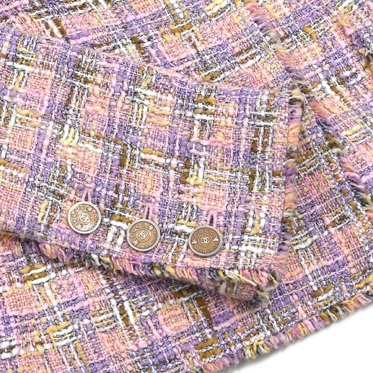Chanel 2005 Single Breasted Tweed Jacket Pink #38