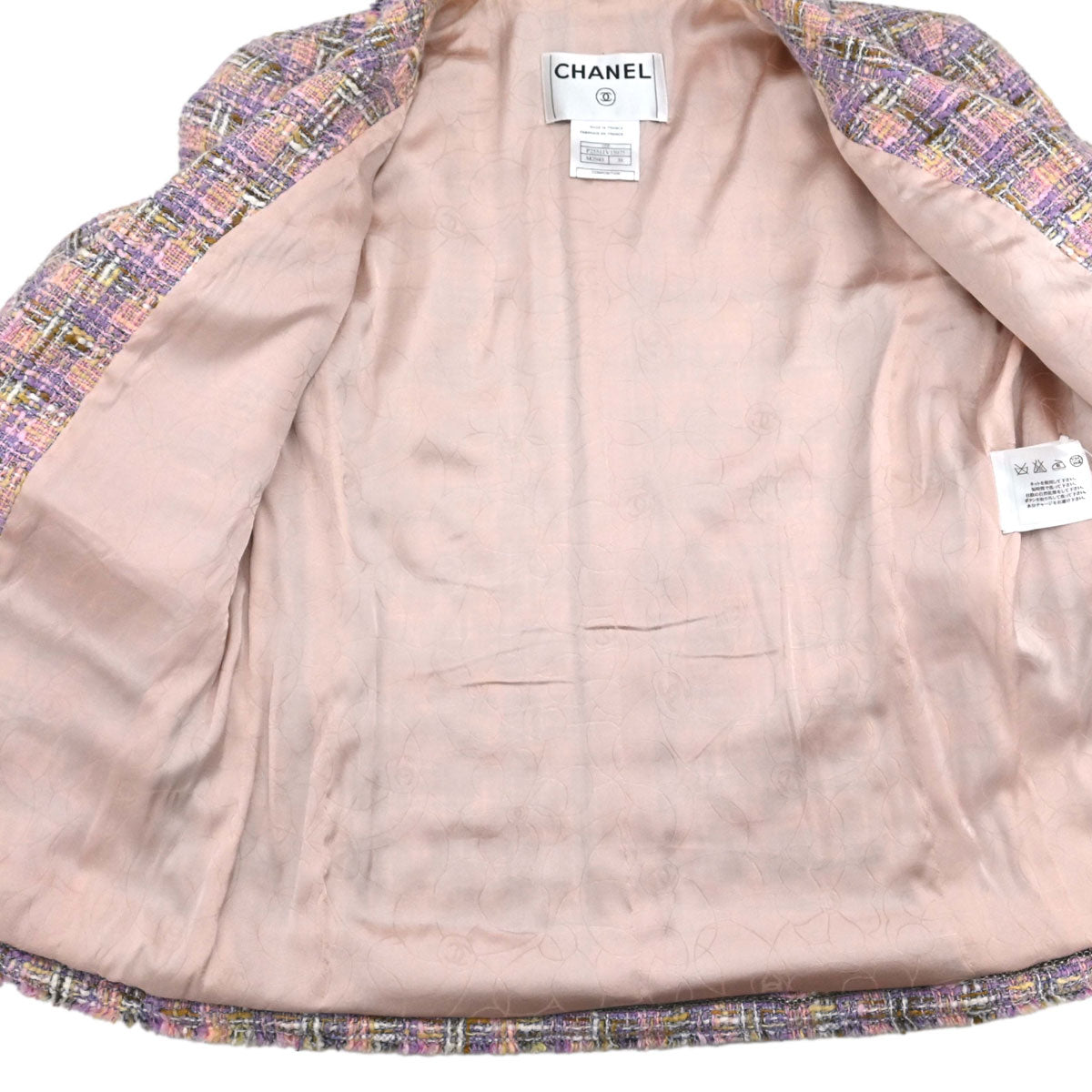 Chanel 2005 Single Breasted Tweed Jacket Pink #38