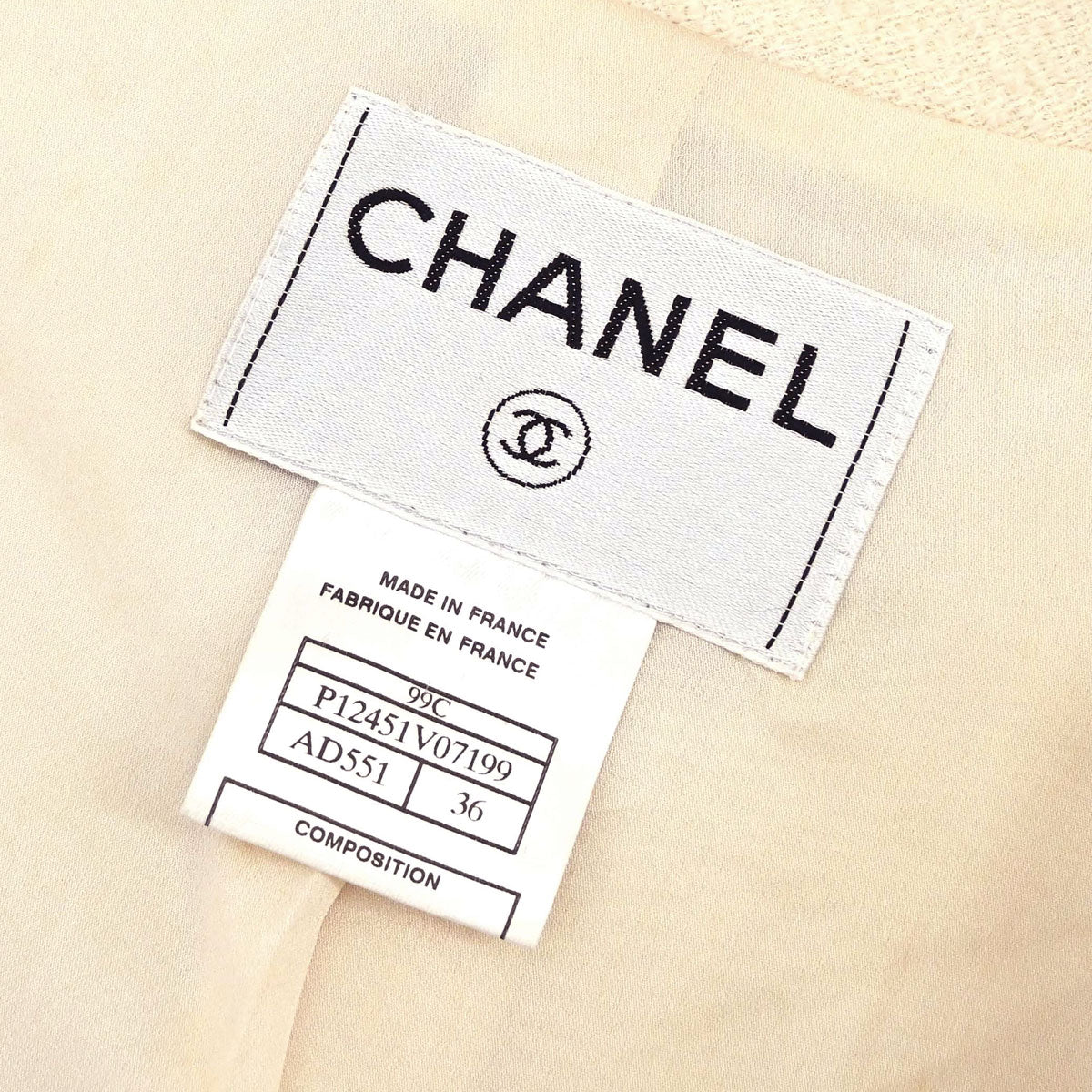 Chanel 1999 Ivory Single Breasted Jacket #36