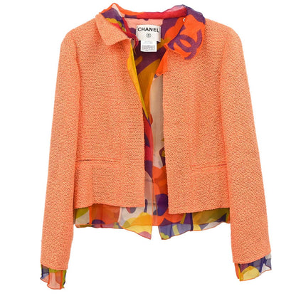 Chanel 2000 Tweed Silk Jacket Orange #40