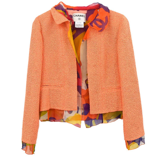 Chanel 2000 Tweed Silk Jacket Orange #40