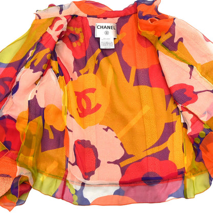 Chanel 2000 Tweed Silk Jacket Orange #40