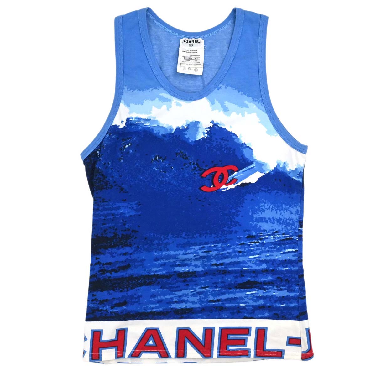 Chanel 2002 Surf Line Sleeveless Tank Top Blue #38