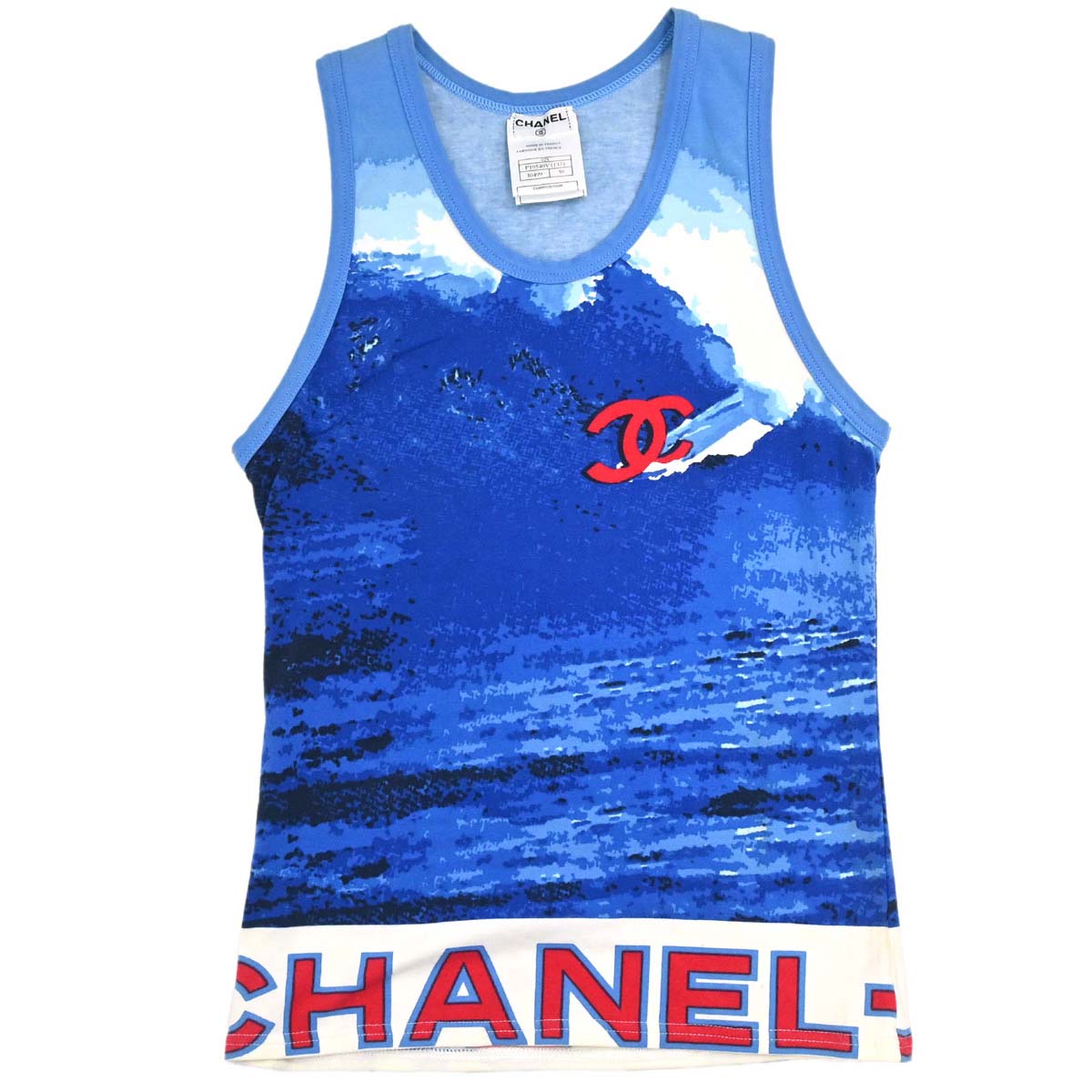 Chanel 2002 Surf Line Sleeveless Tank Top Blue #38