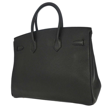 Hermes Black Taurillon Clemence Birkin 35 Handbag