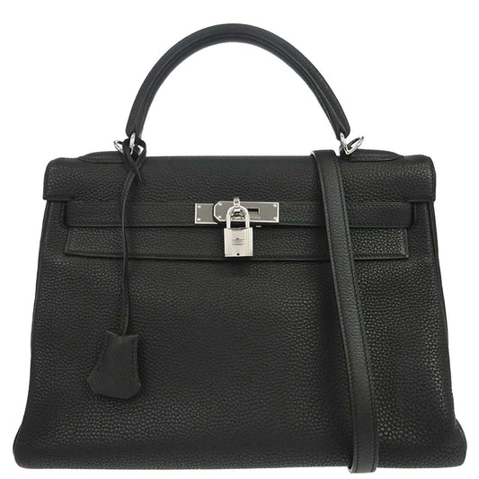 Hermes Black Togo Kelly 32 Retourne 2way Shoulder Handbag