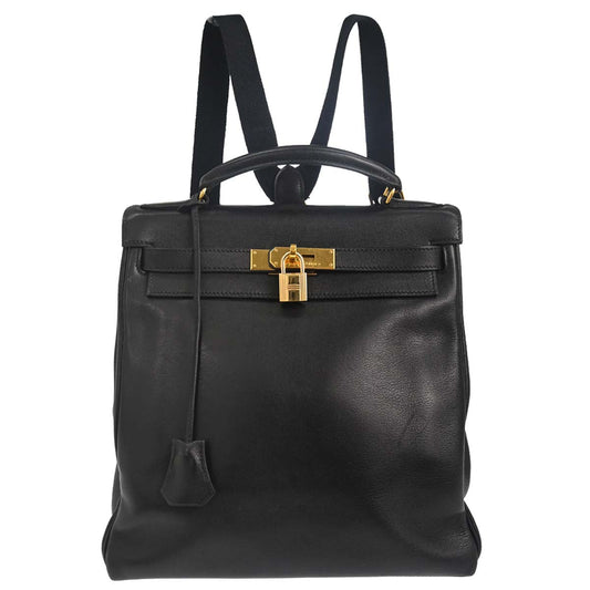 Hermes Black Gulliver Kelly A Dos GM Backpack