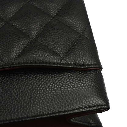 Chanel 2019 Black Caviar Skin Jumbo Classic Double Flap Shoulder Bag
