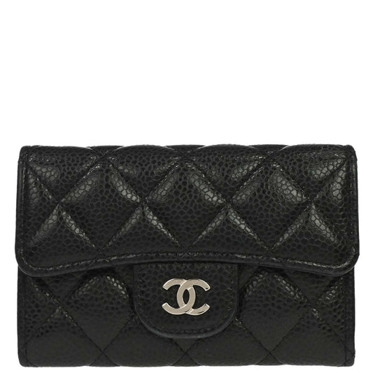Chanel 2019 Black Caviar Skin Coin Purse Wallet