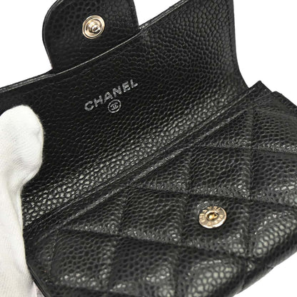 Chanel 2019 Black Caviar Skin Coin Purse Wallet