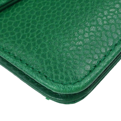Chanel 1996-1997 Green Caviar Skin Bifold Long Wallet