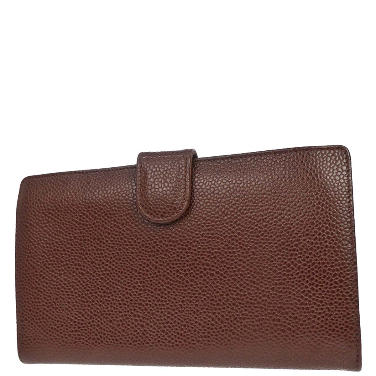 Chanel Brown Caviar Skin Long Bifold Wallet Purse
