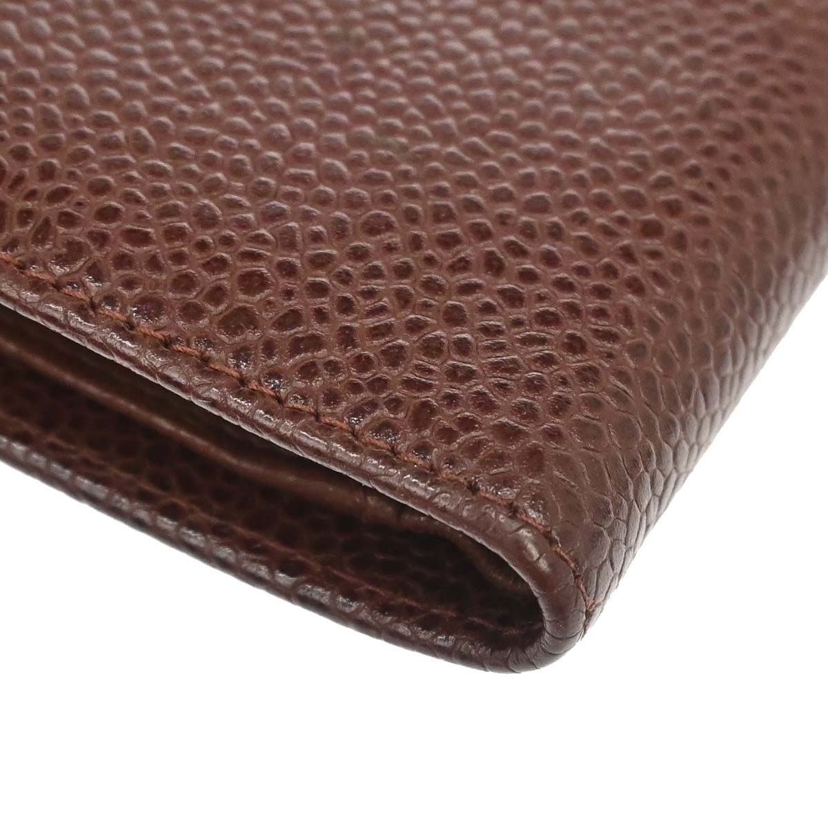 Chanel Brown Caviar Skin Long Bifold Wallet Purse