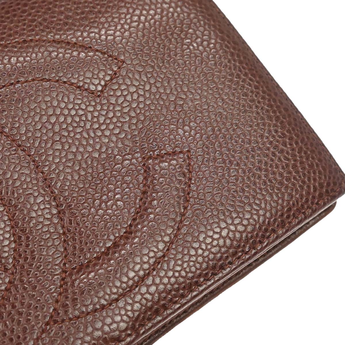 Chanel Brown Caviar Skin Long Bifold Wallet Purse