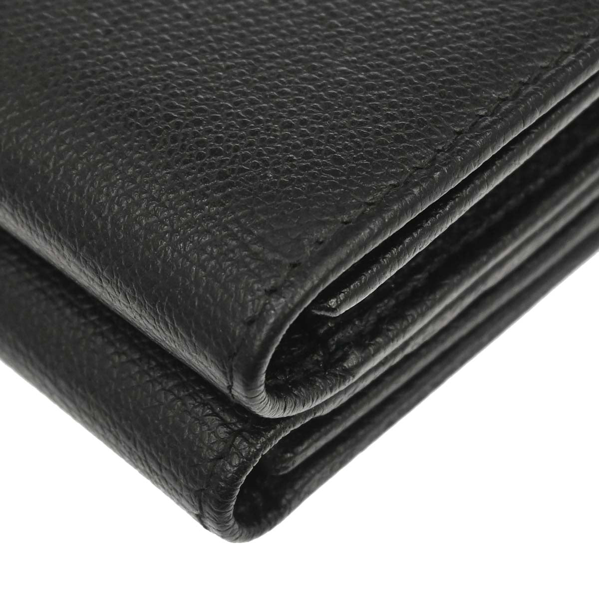 Chanel Black Calfskin Coco Button Trifold Wallet
