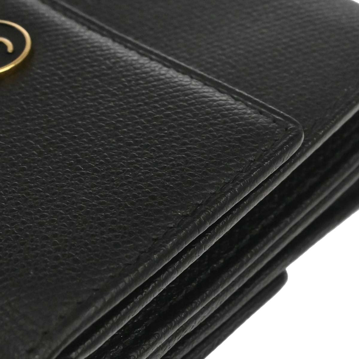 Chanel Black Calfskin Coco Button Trifold Wallet