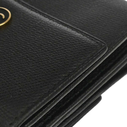 Chanel Black Calfskin Coco Button Trifold Wallet