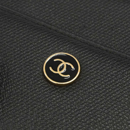 Chanel Black Calfskin Coco Button Trifold Wallet