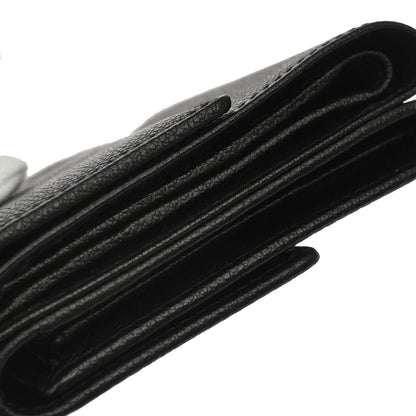 Chanel Black Calfskin Coco Button Trifold Wallet
