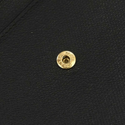 Chanel Black Calfskin Coco Button Trifold Wallet