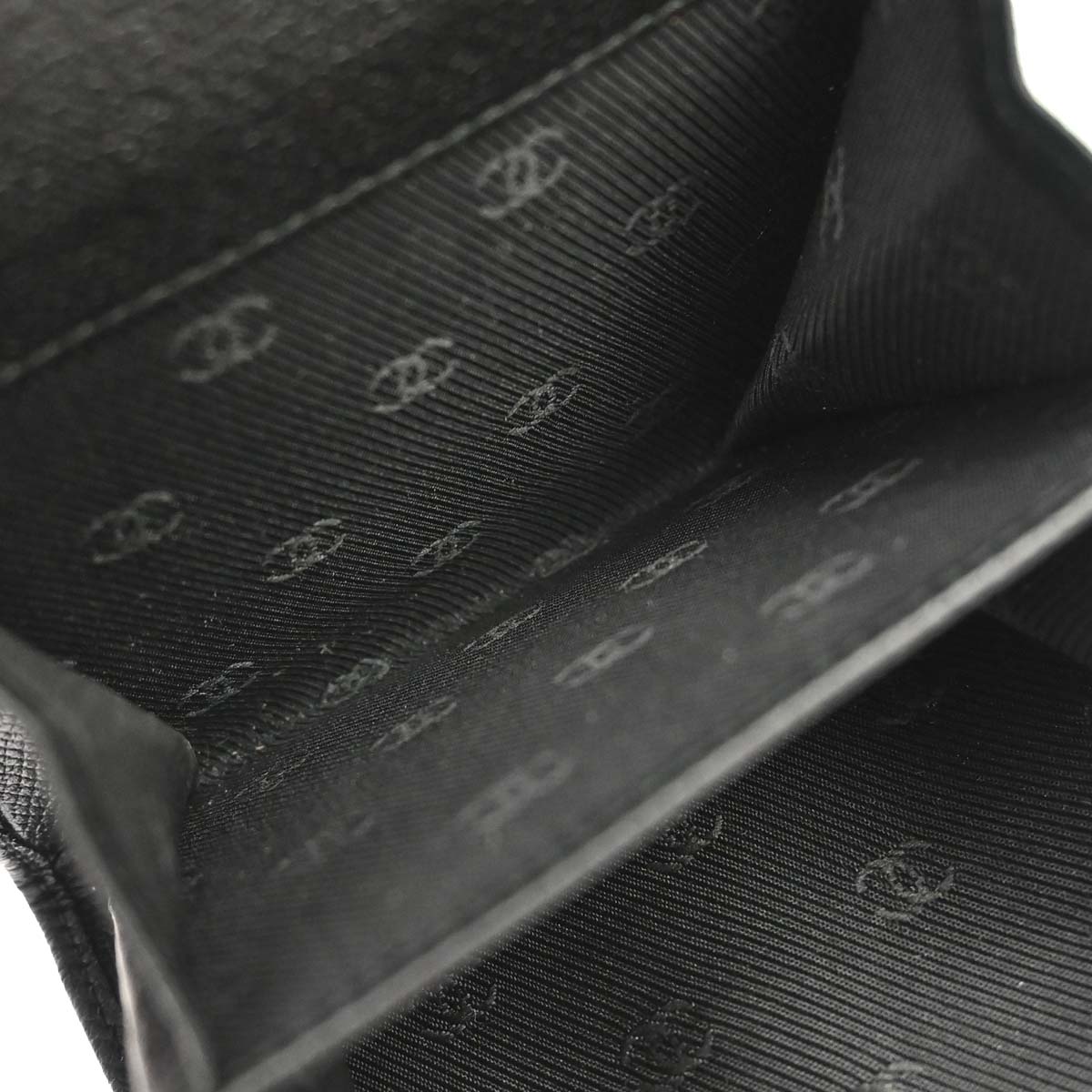 Chanel Black Calfskin Coco Button Trifold Wallet
