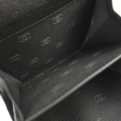 Chanel Black Calfskin Coco Button Trifold Wallet