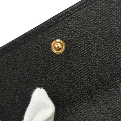 Chanel Black Calfskin Coco Button Trifold Wallet
