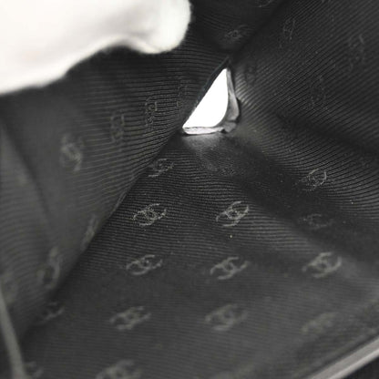 Chanel Black Calfskin Coco Button Trifold Wallet