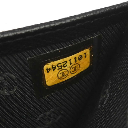 Chanel Black Calfskin Coco Button Trifold Wallet