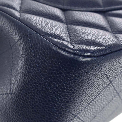 Chanel 2014 Navy Caviar Skin Jumbo Classic Double Flap Shoulder Bag