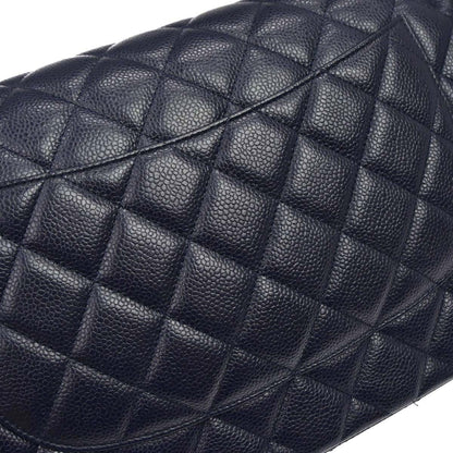 Chanel 2014 Navy Caviar Skin Jumbo Classic Double Flap Shoulder Bag