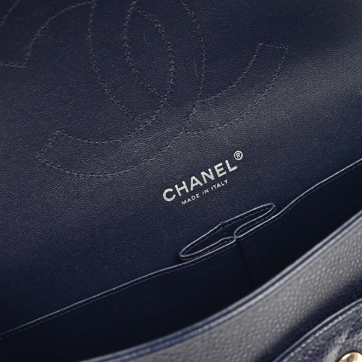 Chanel 2014 Navy Caviar Skin Jumbo Classic Double Flap Shoulder Bag
