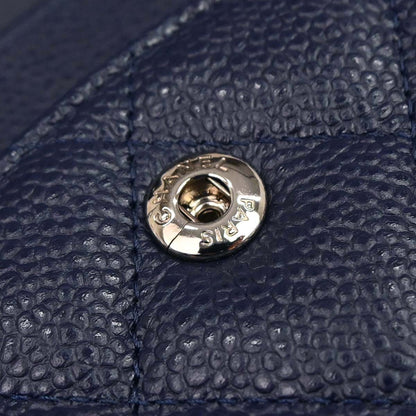 Chanel 2014 Navy Caviar Skin Jumbo Classic Double Flap Shoulder Bag