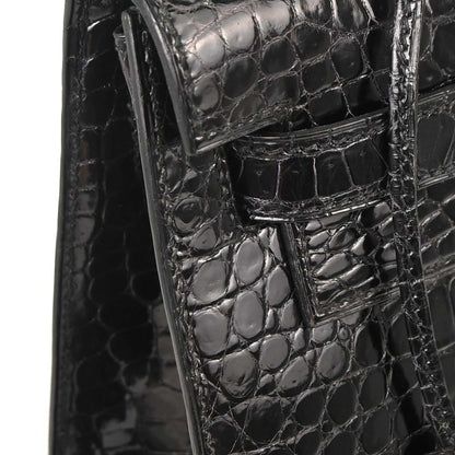 Hermes * Black Porosus Lisse Kelly 32 Sellier 2way Shoulder Handbag
