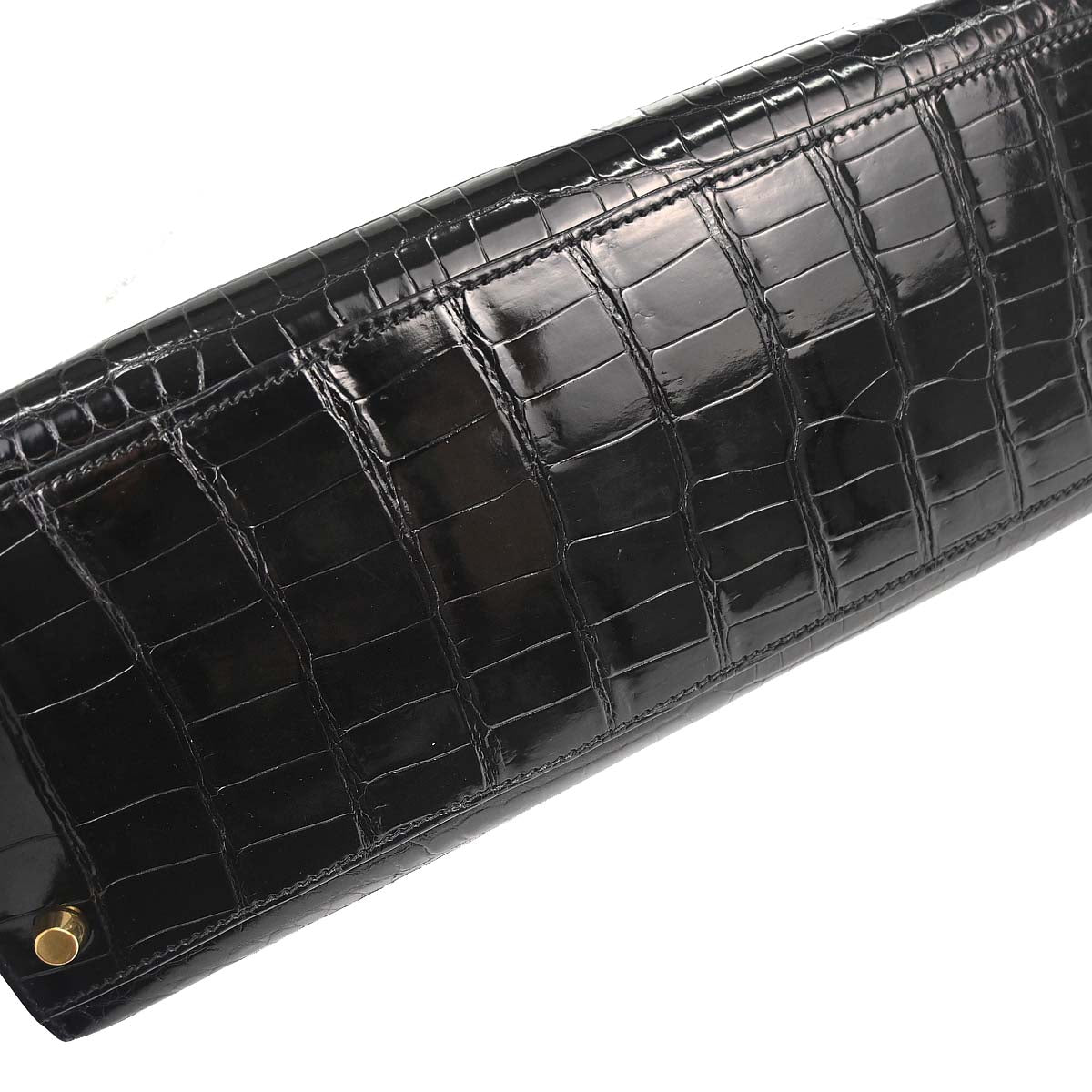 Hermes * Black Porosus Lisse Kelly 32 Sellier 2way Shoulder Handbag
