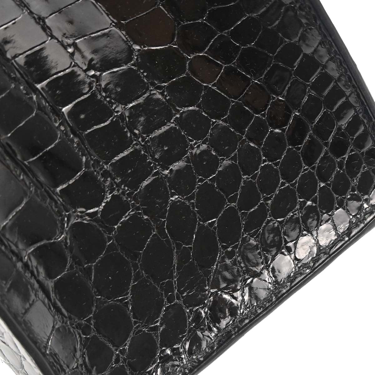 Hermes * Black Porosus Lisse Kelly 32 Sellier 2way Shoulder Handbag