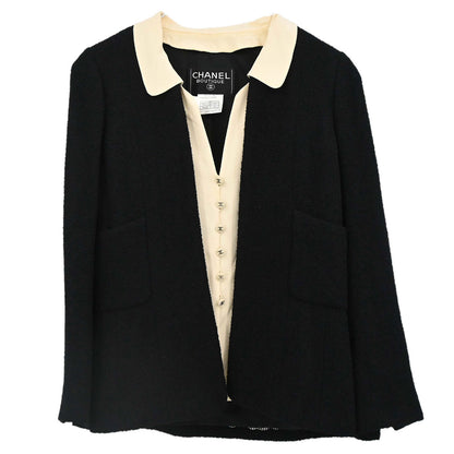Chanel 1998 Tweed Jacket Black Beige #36