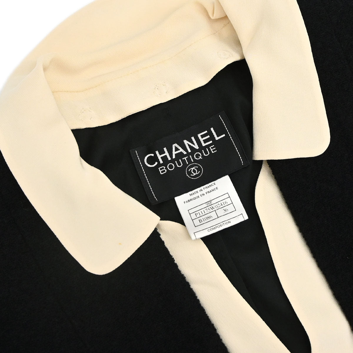 Chanel 1998 Tweed Jacket Black Beige #36