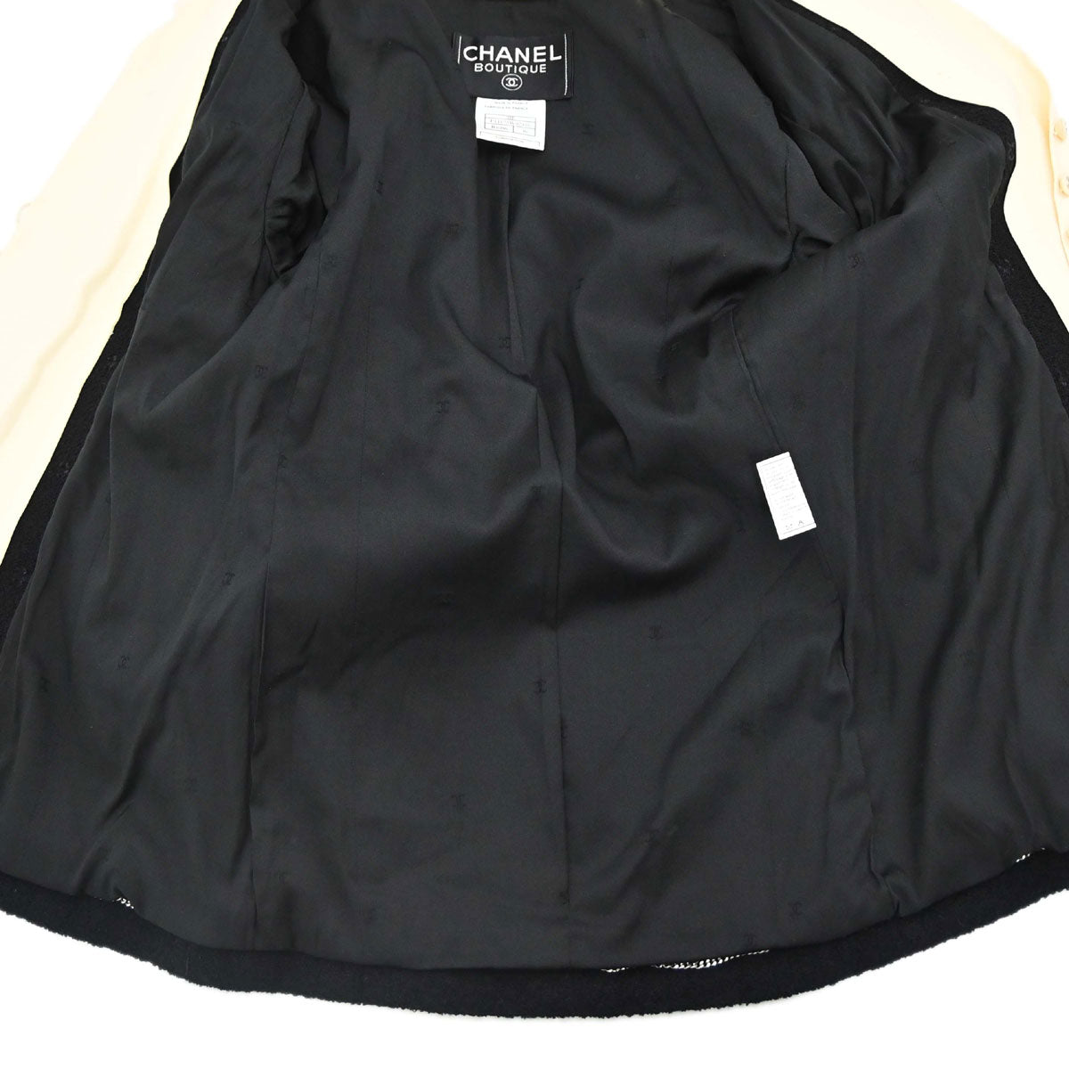 Chanel 1998 Tweed Jacket Black Beige #36