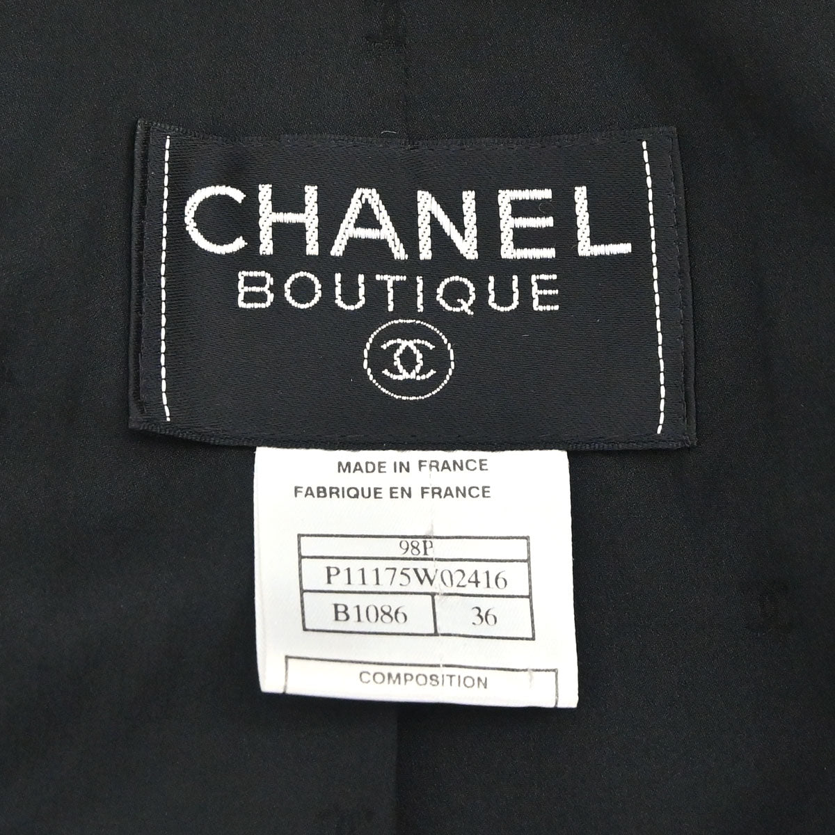 Chanel 1998 Tweed Jacket Black Beige #36