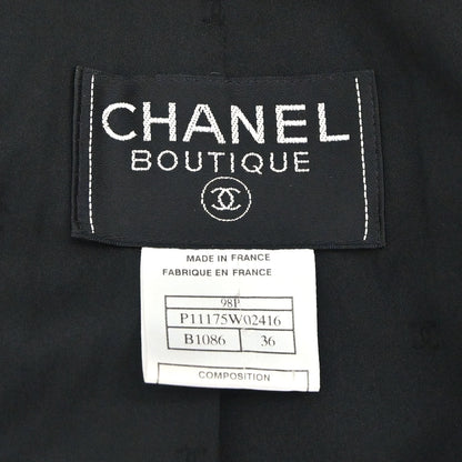 Chanel 1998 Tweed Jacket Black Beige #36