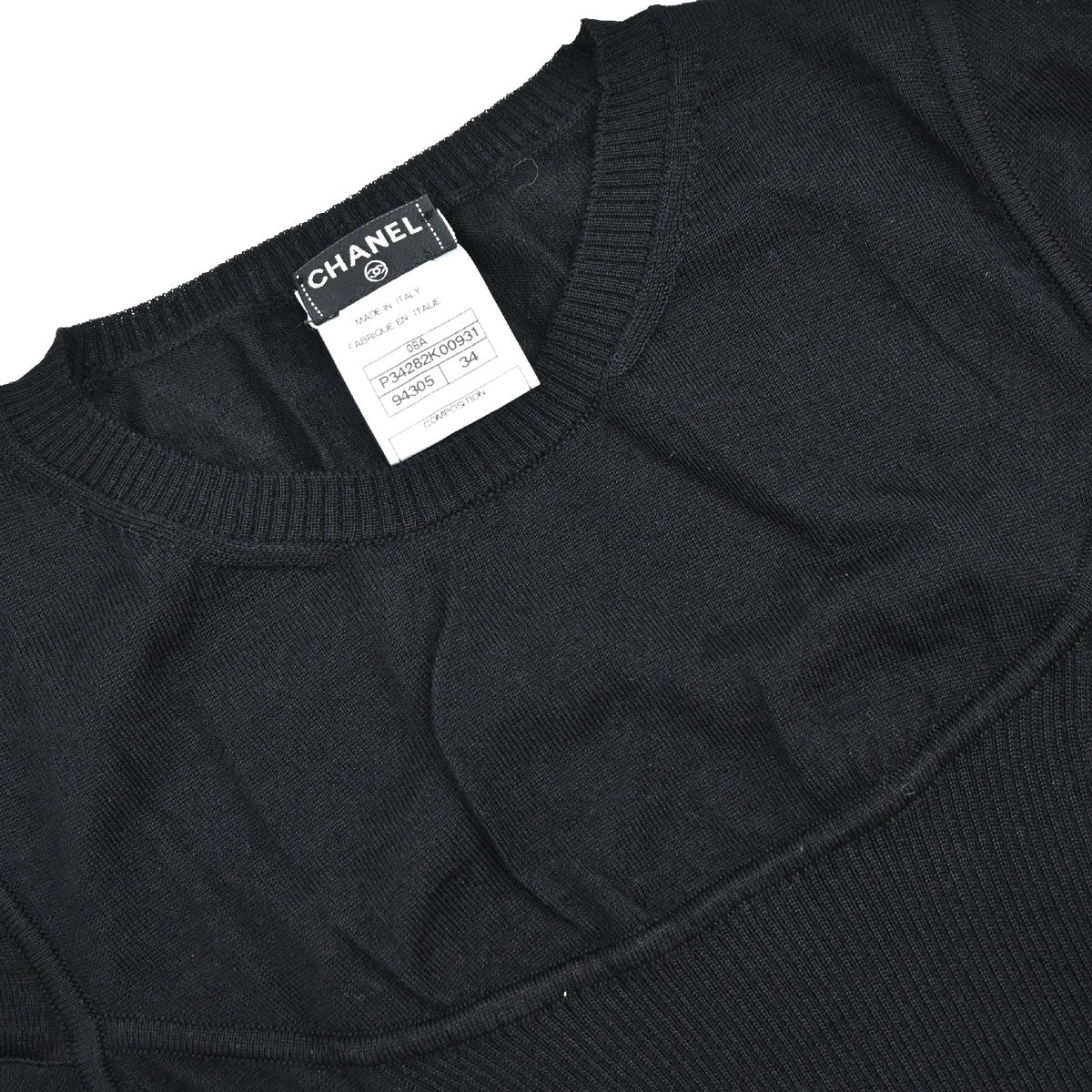 Chanel 2008 Long Sleeve Short Sleeve 2way Top Black #34