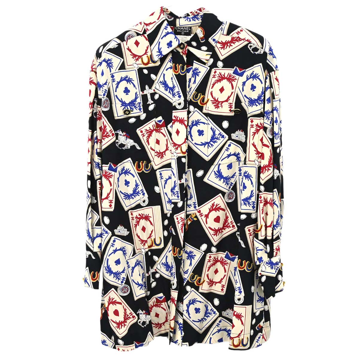 Chanel Blouse Shirt Playing Card Black #44