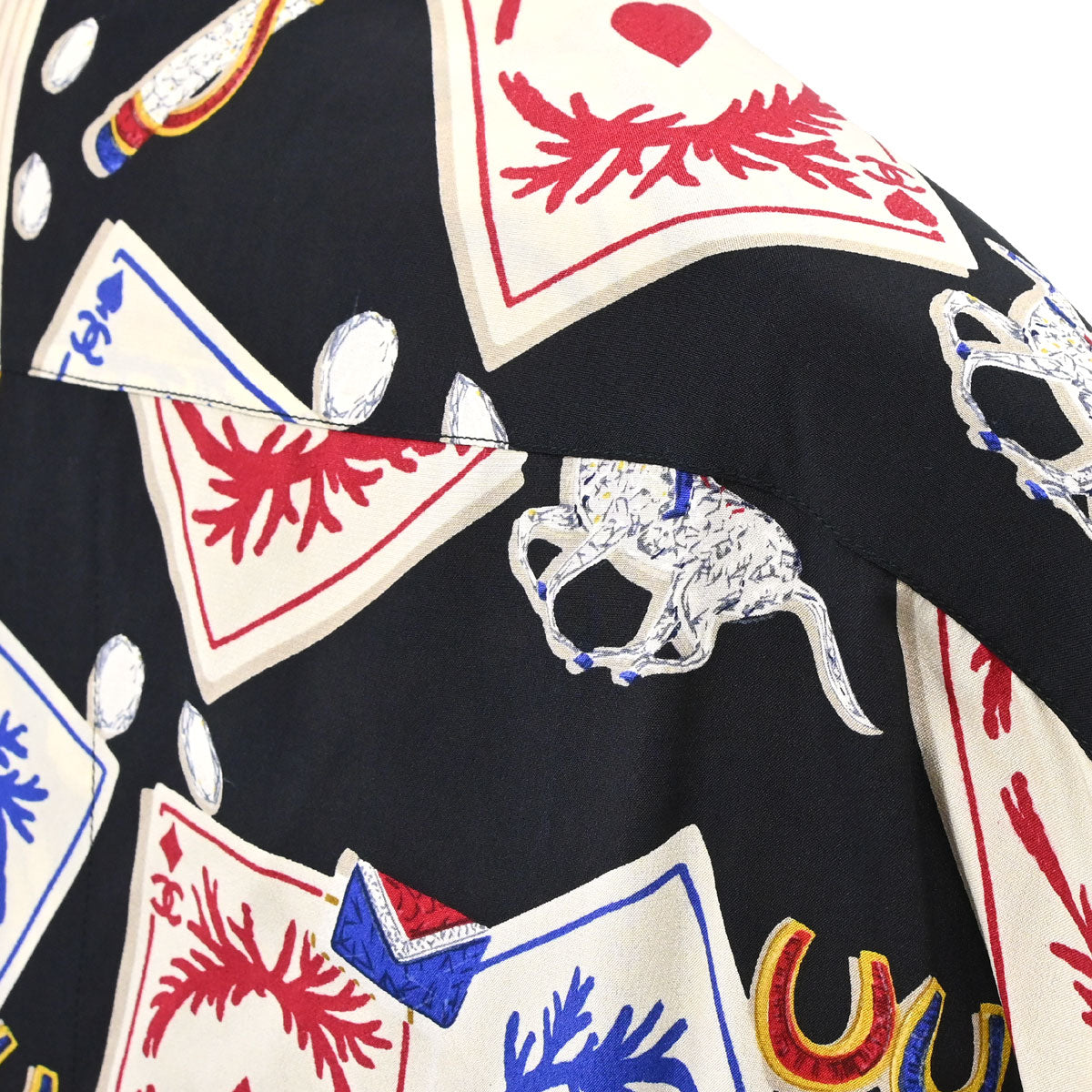Chanel Blouse Shirt Playing Card Black #44